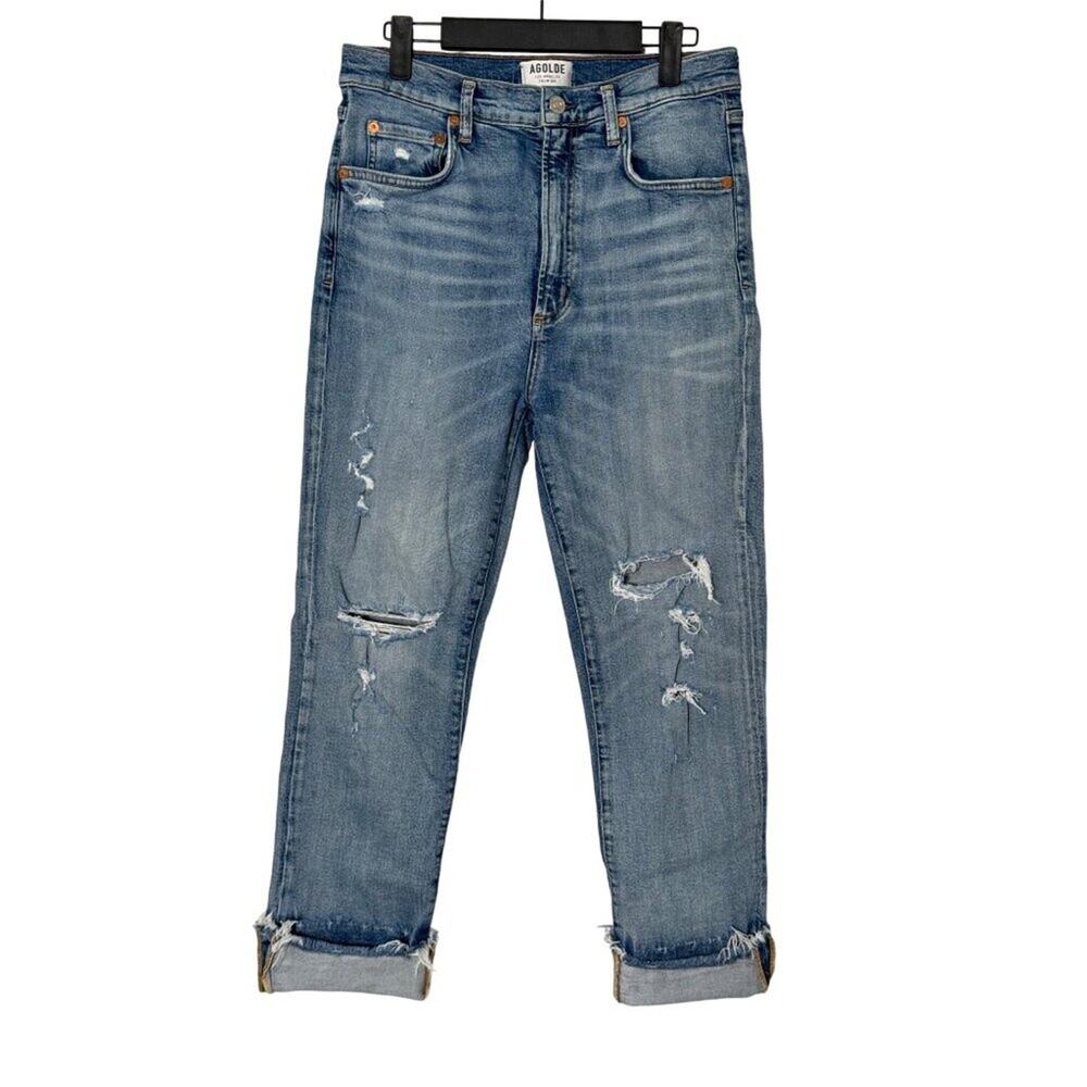 💙 AGOLDE 🩵  Ruby Super High Rise Slim Straight Distressed Ankle Jeans Size 30 - Picture 11 of 12